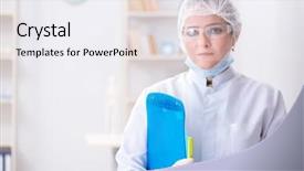  Presentation with working in a clinic - Slide set featuring nursing research telehealth - woman doctor working in hospital background and a  colored foreground