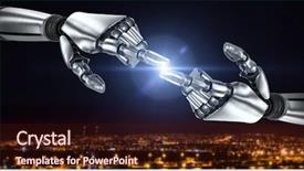  Presentation with robot arm - Slides having nursing robots - silver robot arm pointing background and a wine colored foreground