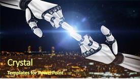  Presentation with robot arm - Slides with nursing robots - white robot arm pointing background and a tawny brown colored foreground