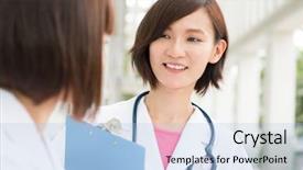  Presentation with discussion - Presentation design with nursing school - asian doctors having discussion background and a light blue colored foreground