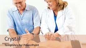  Presentation with cpr - PPT theme featuring nursing school - doctor teaching cpr background and a coral colored foreground