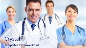  Presentation with hospital - Beautiful presentation theme featuring nursing school - group of hospital doctors backdrop and a  colored foreground
