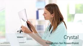  Presentation with icu nurse hospital patients - Slides with nursing school - nurse reading x-ray results background and a  colored foreground