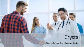  Presentation with nursing - Audience pleasing PPT theme consisting of nursing service excellence - doctor talking with a guy backdrop and a light blue colored foreground