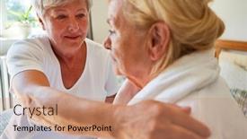  Presentation with geriatric - PPT theme featuring nursing-service-woman-or-geriatric background and a coral colored foreground