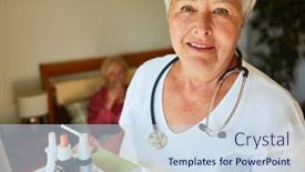  Presentation with nursing - Colorful PPT theme enhanced with nursing-service-woman-with-drops backdrop and a sky blue colored foreground