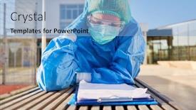  Presentation with nursing - Slide deck having nursing-staff-in-front background and a light blue colored foreground