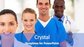  Presentation with portrait of medical professionals - Beautiful theme featuring nursing team - group of medical doctors backdrop and a teal colored foreground