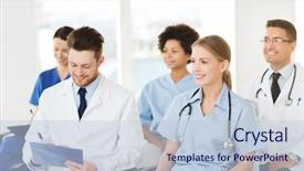  Presentation with lecture hall - Beautiful slide deck featuring nursing team - hospital profession people and medicine backdrop and a lemonade colored foreground