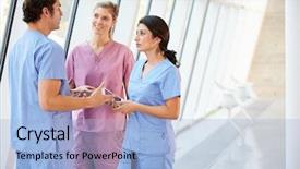  Presentation with digital hospital - PPT layouts enhanced with nursing team - medical staff talking in hospital background and a light blue colored foreground