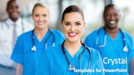  Presentation with icu nurse hospital patients - Cool new PPT theme with nursing team - pretty medical nurse and colleagues backdrop and a teal colored foreground