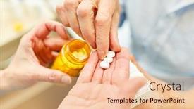  Presentation with tablets - Beautiful slide set featuring drug distribution - nursing woman distributes tablets backdrop and a lemonade colored foreground