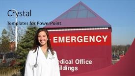  Presentation with emergency - PPT layouts enhanced with nursing workforce - healthcare professional outside emergency sign background and a  colored foreground