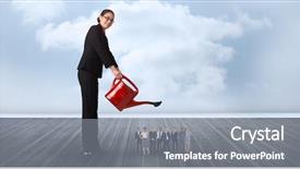  Presentation with nurture - PPT theme having nurture - digital composite of smiling businesswoman background and a gray colored foreground
