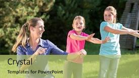  Presentation with children dance - Amazing presentation design having nurture - happy mother with children daughters backdrop and a yellow colored foreground