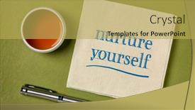  Presentation with nurture - Beautiful theme featuring nurture-yourself-inspirational-handwriting backdrop and a yellow colored foreground