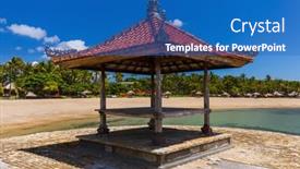  Presentation with bali nusa dua - Presentation design with nusa-dua-beach-in-bali background and a teal colored foreground