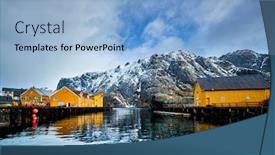  Presentation with fishing - PPT layouts consisting of nusfjord-authentic-fishing-village background and a light blue colored foreground