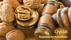  Presentation with nut - Presentation theme enhanced with nut bowl with brass nutcracker background and a tawny brown colored foreground