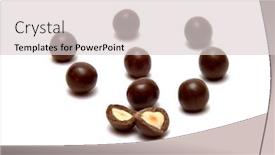  Presentation with white chocolate - Beautiful PPT theme featuring nut in chocolate's shell on white background backdrop and a lemonade colored foreground