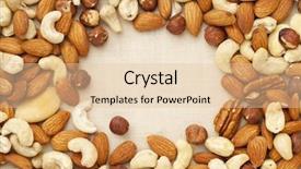  Presentation with nut - PPT theme consisting of nut mix walnut almond brazilian hazelnut cashew on canvas with a copy space background and a lemonade colored foreground