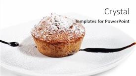  Presentation with sugar - Colorful theme enhanced with nutcake-served-with-chocolate-sauce backdrop and a white colored foreground