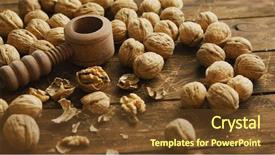  Presentation with cracking - Amazing slide deck having nutcracker - closeup shot of fresh walnuts backdrop and a tawny brown colored foreground