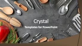  Presentation with kitchen utensils - Cool new PPT layouts with nutcracker - frame made of various kitchen backdrop and a gray colored foreground