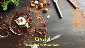  Presentation with chocolate dessert - Slides enhanced with nutcracker - glass cup of chocolate dessert background and a tawny brown colored foreground