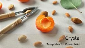  Presentation with apricot - Theme with nutcracker tool with apricot kernels background and a  colored foreground