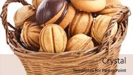  Presentation with delicious christmas cookies - Cool new PPT theme with nutmeg tree - basket full christmas cookies backdrop and a coral colored foreground