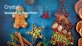  Presentation with cookies christmas - Slide set consisting of nutmeg tree - christmas concept christmas cookies background and a ocean colored foreground