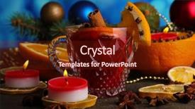  Presentation with mulled wine - PPT theme enhanced with nutmeg tree - fragrant mulled wine in glass background and a  colored foreground