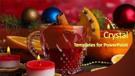  Presentation with mulled wine - Beautiful PPT theme featuring nutmeg tree - fragrant mulled wine in glass backdrop and a  colored foreground