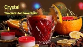  Presentation with fragrant - Audience pleasing presentation theme consisting of nutmeg tree - fragrant mulled wine in glass backdrop and a  colored foreground