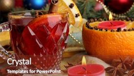  Presentation with mulled wine - Presentation theme with nutmeg tree - fragrant mulled wine in glass background and a  colored foreground