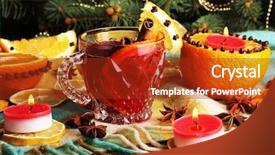  Presentation with mulled wine - Cool new presentation design with nutmeg tree - fragrant mulled wine in glass backdrop and a  colored foreground