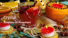  Presentation with mulled wine - Amazing PPT theme having evening in november turkish bath backdrop and a light blue colored foreground