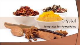  Presentation with brown sugar isolated on white - Slides having nutmeg tree - spice collection isolated on white background and a  colored foreground