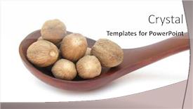  Presentation with spoon - PPT theme having nutmegs-in-wooden-spoon background and a white colored foreground