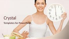  Presentation with clock - Slide deck featuring nutri o - picture of beautiful woman background and a lemonade colored foreground
