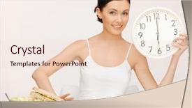  Presentation with clock - PPT layouts with nutri o - picture of beautiful woman background and a lemonade colored foreground