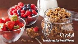  Presentation with granola - Theme having nutricion - homemade healthy granola in glass background and a tawny brown colored foreground
