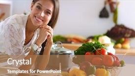  Presentation with business woman standing on maze - Slide set having nutricion - young woman standing near desk background and a  colored foreground