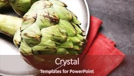  Presentation with color - Audience pleasing presentation theme consisting of nutritio - artichokes on color wooden background backdrop and a tawny brown colored foreground