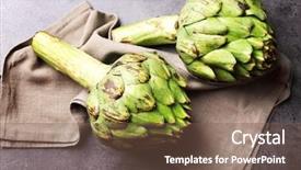  Presentation with color coklat susu - Presentation theme featuring nutritio - artichokes on color wooden background background and a violet colored foreground