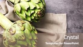  Presentation with purple water color - Slides having nutritio - artichokes on color wooden background background and a  colored foreground