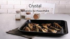  Presentation with kitchen - Cool new PPT theme with nutritio - roasted artichokes on pan backdrop and a  colored foreground