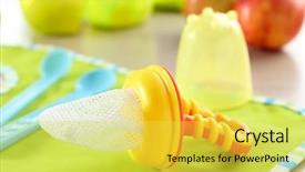  Presentation with baby - Beautiful PPT layouts featuring baby's nibbler and bib backdrop and a yellow colored foreground