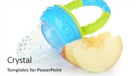  Presentation with ripe golden potato on white - Slide deck enhanced with baby's nibbler and ripe background and a  colored foreground